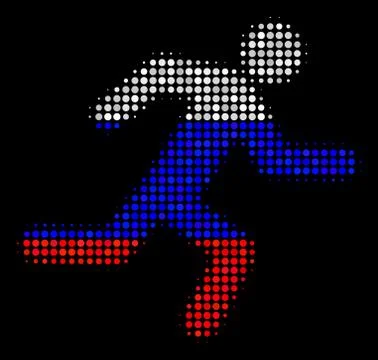 Halftone Russian Running Man Icon Stock Illustration