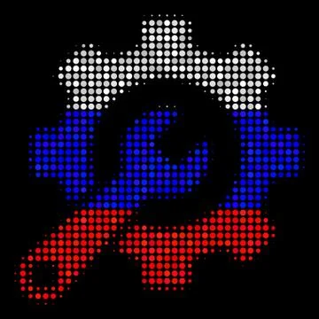 Halftone Russian Service Tools Icon Stock Illustration