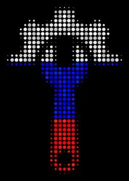 Halftone Russian Service Tools Icon Stock Illustration