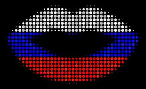 Halftone Russian Sexy Lips Icon Stock Illustration