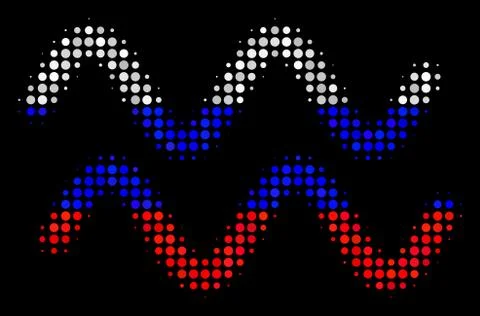 Halftone Russian Sinusoid Waves Icon Stock Illustration