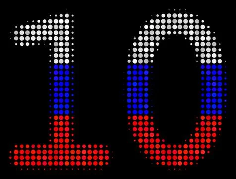 Halftone Russian Ten Digits Text Icon 스톡 일러스트