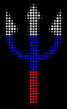 Halftone Russian Trident Fork Icon Stock Illustration