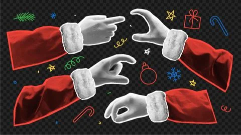 Halftone Santa Claus hands Stock Illustration