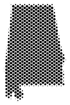 Halftone Schematic Alabama State Map 库存插图