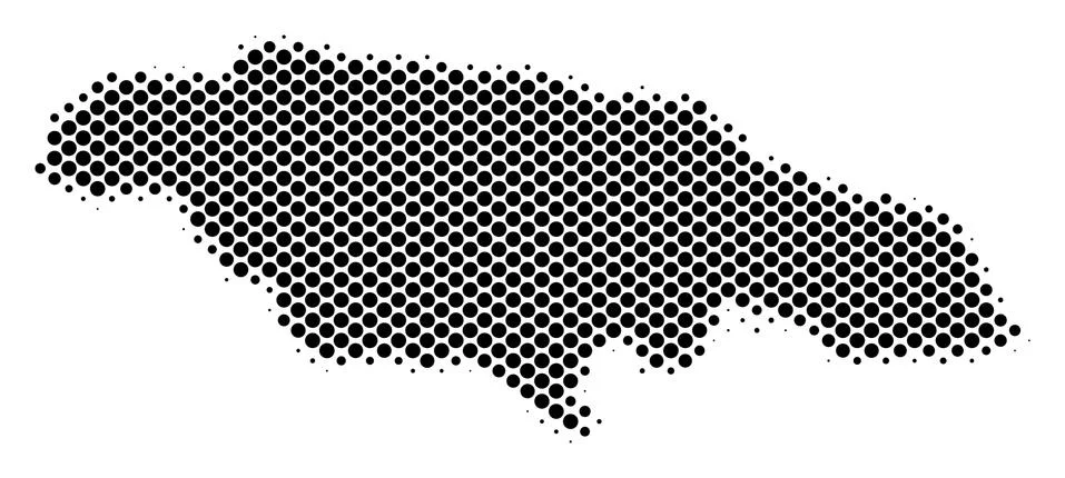 Halftone Schematic Jamaica Map 库存插图