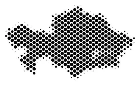 Halftone Schematic Kazakhstan Map 库存插图
