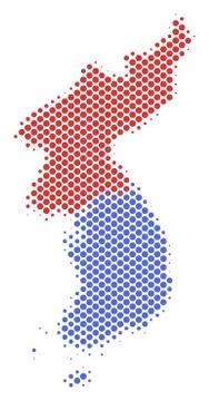 Halftone Schematic North And South Korea Map 库存插图