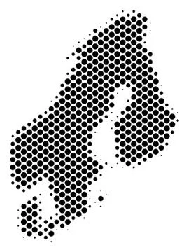 Halftone Schematic Scandinavia Map Stock Illustration