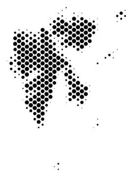 Halftone Schematic Svalbard Island Map 库存插图