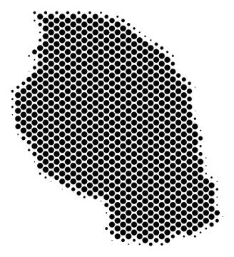 Halftone Schematic Tanzania Map 库存插图
