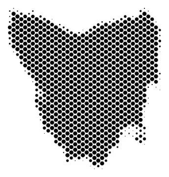 Halftone Schematic Tasmania Island Map 库存插图