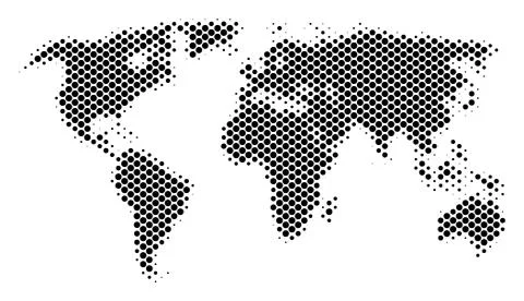 Halftone Schematic World Map 库存插图
