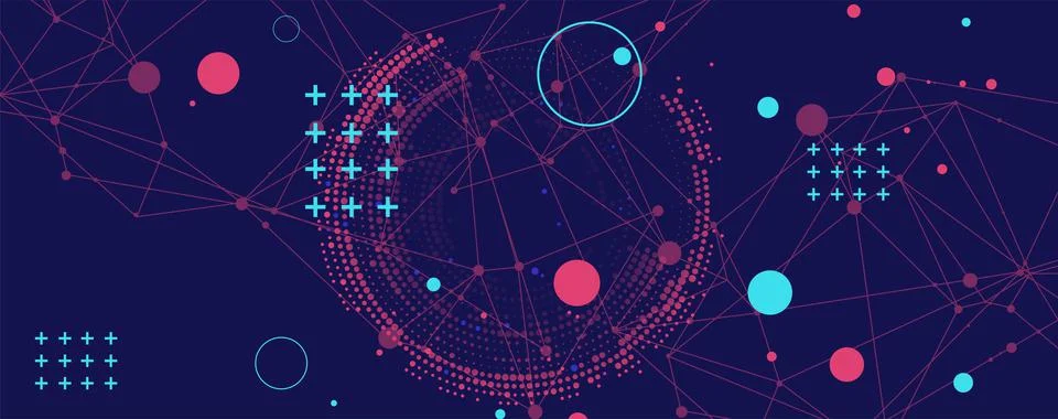 Halftone science background with connecting dots and lines. Digital data visu Stock Illustration
