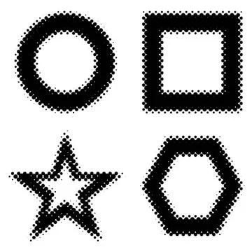 Halftone shape border Collection of four halftone shapes with border type ... 스톡 사진