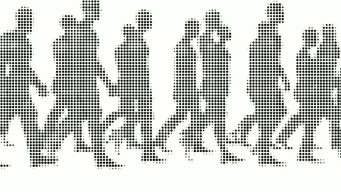 Halftone Silhouettes of Walking People Stock Footage 304130455