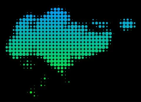 Halftone Singapore Map Stock Illustration