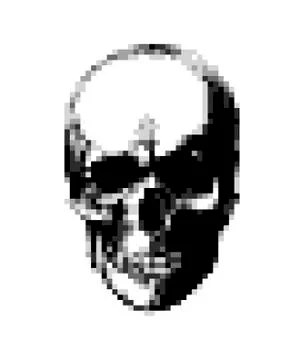 Halftone skull. Design element. Invitation, party. Mosaic, perforation, grung 스톡 일러스트