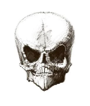 Halftone skull. Design element. Invitation, party. Mosaic, perforation, grung Illustrazione stock