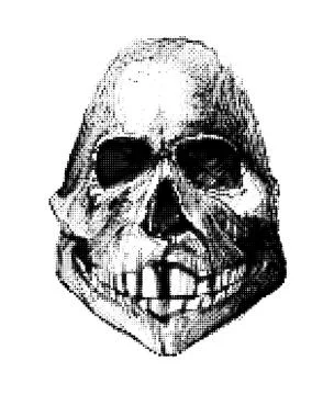 Halftone skull. Design element. Invitation, party. Mosaic, perforation, grung Stock Illustration