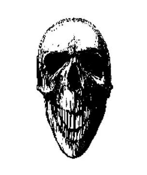Halftone skull. Design element. Invitation, party. Mosaic, perforation, grung Illustrazione stock
