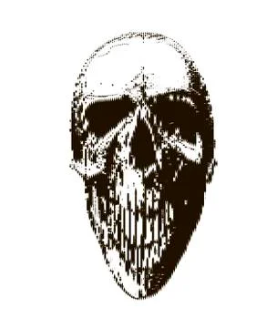 Halftone skull. Design element. Invitation, party. Mosaic, perforation, grung Stock Illustration