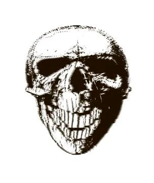 Halftone skull. Design element. Invitation, party. Mosaic, perforation, grung Stock Illustration