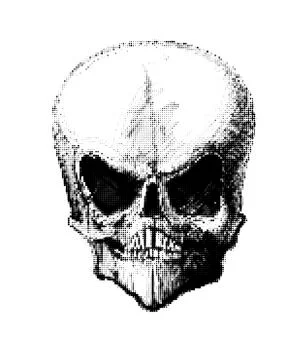 Halftone skull. Design element. Invitation, party. Mosaic, perforation, grung Stock Illustration