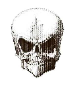 Halftone skull. Design element. Invitation, party. Mosaic, perforation, grung Stock Illustration