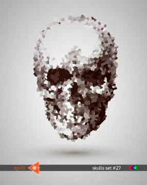 Halftone skull, line, mosaic, bubbles. Design element. Invitation, party. Bil Stock Illustration
