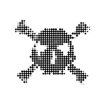Halftone skull, line, Wave. Design element. Invitation, party. Billboard, fly Stock Illustration