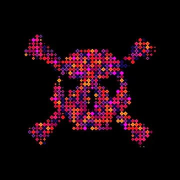 Halftone skull, line, Wave. Design element. Invitation, party. Billboard, fly Stock Illustration
