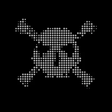 Halftone skull, line, Wave. Design element. Invitation, party. Billboard, fly Illustrazione stock