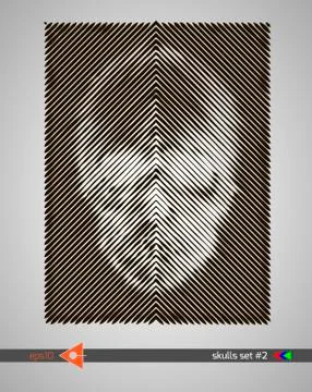Halftone skull, line, Wave. Design element. Invitation, party. Billboard, fly 스톡 일러스트