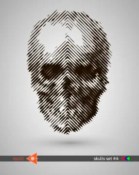 Halftone skull, line, Wave. Design element. Invitation, party. Billboard, fly Stock Illustration