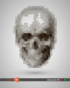 Halftone skull, line, Wave. Design element. Invitation, party. Billboard, fly Ilustração Stock