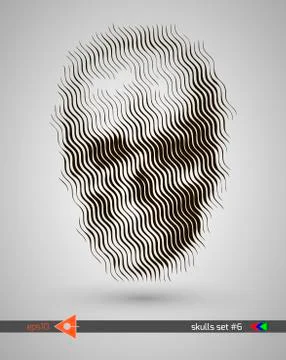 Halftone skull, line, Wave. Design element. Invitation, party. Billboard, fly Ilustração Stock