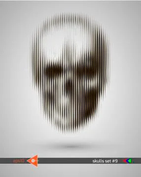 Halftone skull, line, Wave. Design element. Invitation, party. Billboard, fly Stock Illustration