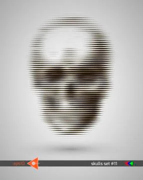 Halftone skull, line, Wave. Design element. Invitation, party. Billboard, fly イラスト素材