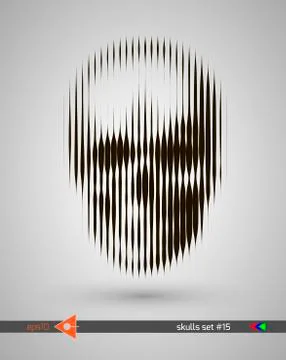 Halftone skull, line, Wave. Design element. Invitation, party. Billboard, fly Stock Illustration