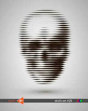 Halftone skull, line, Wave. Design element. Invitation, party. Billboard, fly Stock Illustration