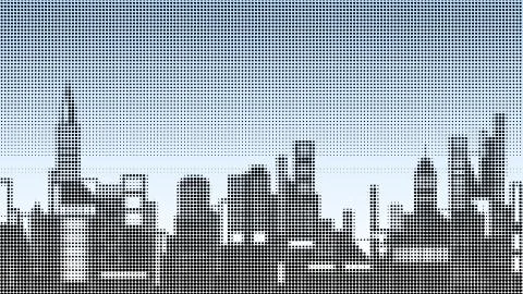 Halftone skyline Illustrazione stock
