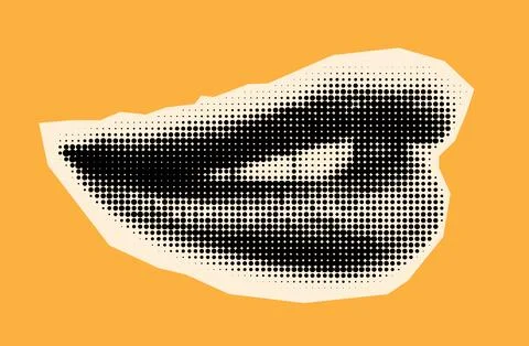 Halftone Smiling Lips on Orange Background Stock Illustration