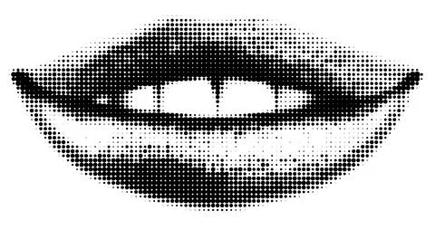 Halftone Smiling Lips with Visible Teeth Stock Illustration