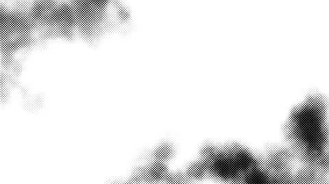 Halftone smoke frame texture. Black and white dotted fog or smog background Stock Illustration