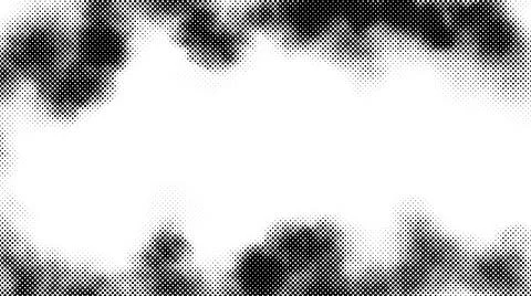 Halftone smoke frame texture. Black and white dotted fog or smog background Stock Illustration
