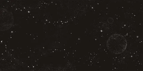 Halftone space background with dot planets Illustrazione stock