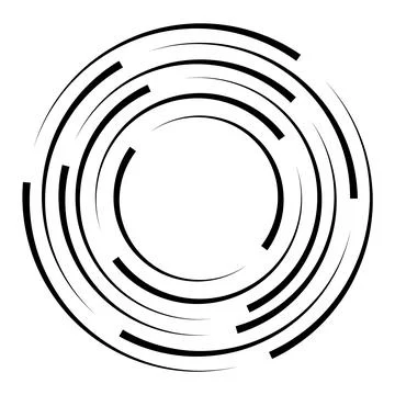Halftone speed lines circle. Geometric art in circle form. Round swirl movement Stock Illustration