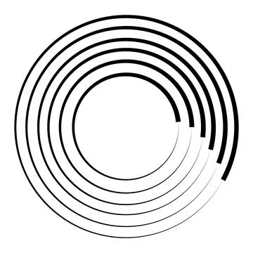 Halftone speed lines circle. Geometric art in circle form. Round swirl movement Stock Illustration