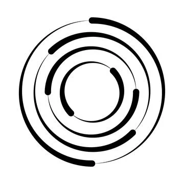 Halftone speed lines circle. Geometric art in circle form. Round swirl movement Stock Illustration